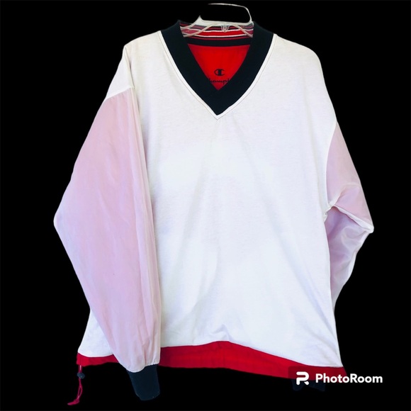 Vtg 90s Champion Logo Spellout Windbreaker Pullover V Neck Mens Sz L Streetwear - Picture 5 of 9